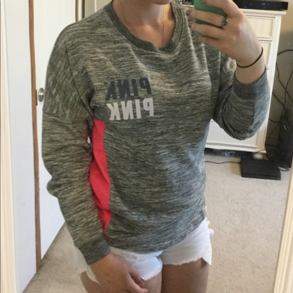Light gray varsity crew from PINK!